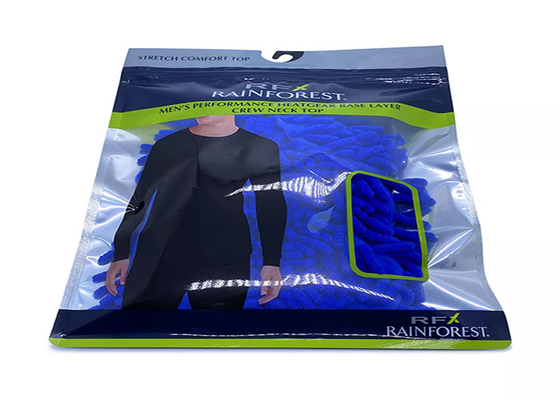 Borsa dello zip di imballaggio di plastica dell'indumento poli con il gancio del gancio biodegradabile