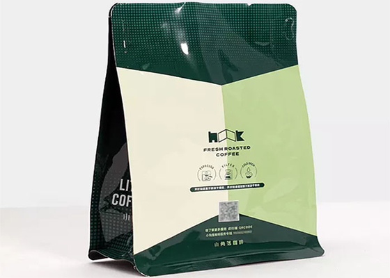 Il sacchetto di plastica risigillabile del fondo piatto vuoto del caffè ha personalizzato una guarnizione di 8 lati