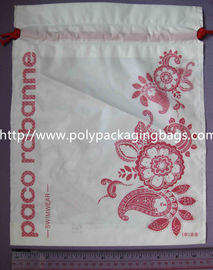 Piccole borse di cordone di plastica bianche riciclabili con il fiore stampato per la biancheria intima