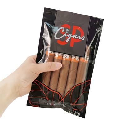 Sacchetti per humidor per sigari stampati su misura con sistema idratante e chiusura a ziplock