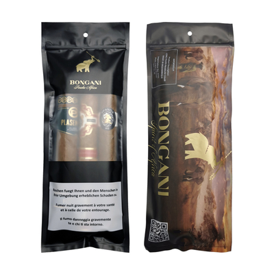 Sacchetti in Mylar di plastica con logo personalizzato per sigari, sacchetti per il controllo dell'umidità con chiusura a zip, sacchetto per humidor, buste per l'imballaggio dell'humidor per sigari