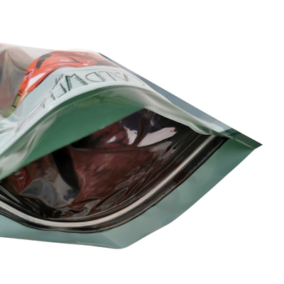 Fogli di cartone richiudibile a misura con chiusura a tre lati sigilli di foglie naturali, involucri per sigari, sacchetti di imballaggio in plastica idratante con finestra trasparente