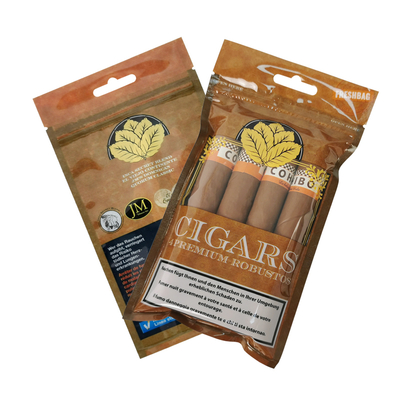 Busta per sigari idratante prodotta in fabbrica con chiusura a zip in plastica, busta Mylar per involucri di foglie, a prova di umidità per la conservazione del tabacco