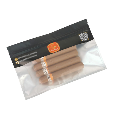 Cigaro stampato su misura Imballaggio alimentare a prova di umidità e odore Sacchetto a cerniera Chiusura di cerniera Tabacco Cigaro Imballaggio di plastica Sacchetti Mylar