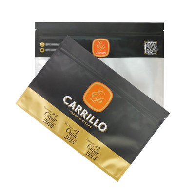 Cigaro stampato su misura Imballaggio alimentare a prova di umidità e odore Sacchetto a cerniera Chiusura di cerniera Tabacco Cigaro Imballaggio di plastica Sacchetti Mylar