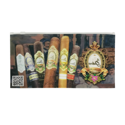 Stampa logo personalizzata per involucri di sigari, chiusura a cursore, sacchetti di plastica per tabacco, confezione per pipa, custodia per humidor per sigari, buste con chiusura a zip