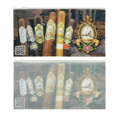 Stampa logo personalizzata per involucri di sigari, chiusura a cursore, sacchetti di plastica per tabacco, confezione per pipa, custodia per humidor per sigari, buste con chiusura a zip