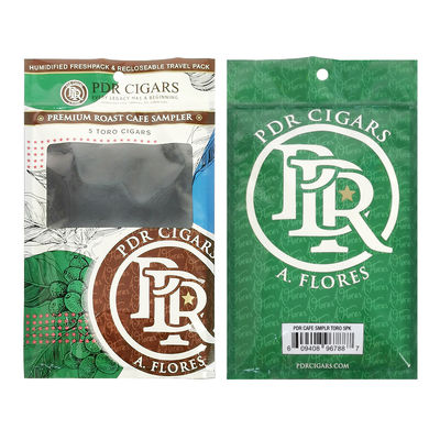 Fogli di cartone richiudibile a misura con chiusura a tre lati sigilli di foglie naturali, involucri per sigari, sacchetti di imballaggio in plastica idratante con finestra trasparente