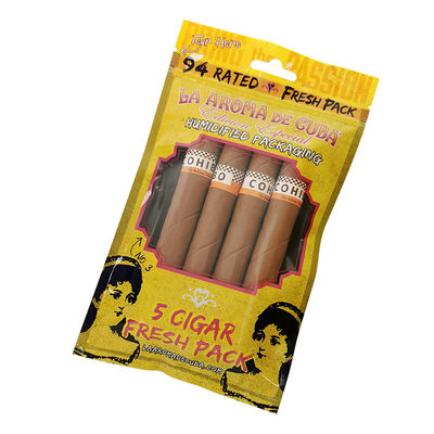 Stampa personalizzata Borse di imballaggio per sigari a ziplock Borse di plastica umidificata per sigari con strato idratante