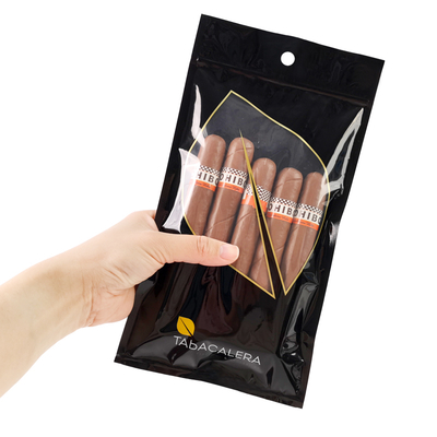 Imballaggio in plastica PE PET a prova di umidità ripetibile Zip Lock Mylar Bag Design permanente per sigari di tabacco Stampaggio a caldo