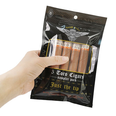 Sacchetti piatti personalizzati a prova di umidità, stampati, termosaldabili, in lamina di alluminio Mylar con sigillatura a 3 lati per involucri di sigari e foglie di tabacco