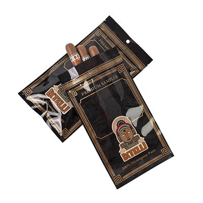 Busta per tabacco Mylar personalizzata a prova di odore per sigari, busta con chiusura a zip per foglie, confezione per umidificatore, termosaldatura in lamina di plastica, umidificatore portatile per sigari