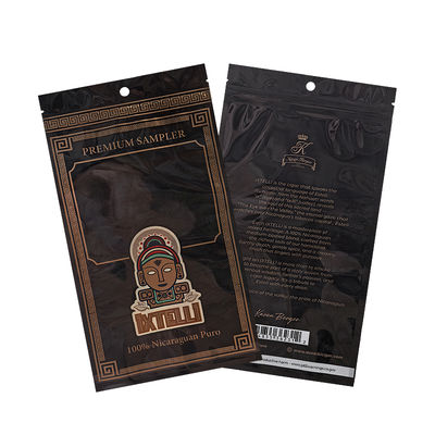 Busta per tabacco Mylar personalizzata a prova di odore per sigari, busta con chiusura a zip per foglie, confezione per umidificatore, termosaldatura in lamina di plastica, umidificatore portatile per sigari
