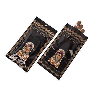Busta per tabacco Mylar personalizzata a prova di odore per sigari, busta con chiusura a zip per foglie, confezione per umidificatore, termosaldatura in lamina di plastica, umidificatore portatile per sigari