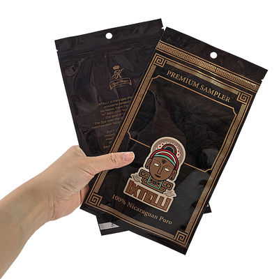 Busta per tabacco Mylar personalizzata a prova di odore per sigari, busta con chiusura a zip per foglie, confezione per umidificatore, termosaldatura in lamina di plastica, umidificatore portatile per sigari