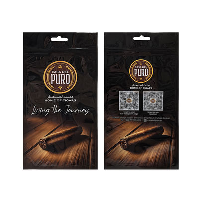 Busta per imballaggio con chiusura a zip in plastica stampata personalizzata con cerniera per sigari, tabacco e sigari Mylar