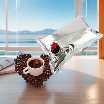 Sacchetti BIB personalizzati in scatola con rubinetto accessorio, ideali per il confezionamento di vino, succhi, olio e altri prodotti liquidi