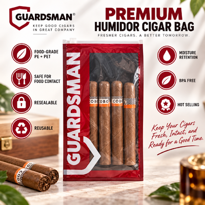 Custom Printing Cigar Plastic Packaging Bags Hand Rolling Tobacco 3 Side Seal Ziplock Pouch Bag With Window