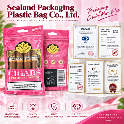 Lightweight And Compact cigar packaging bag featuring ziplock design ensuring secure closure and easy carrying for cigars (Bossa leggera e compatta con design a ziplock che garantisce chiusura sicura e facile trasporto per sigari)