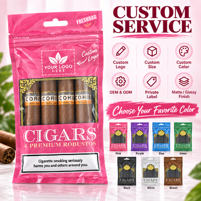 Lightweight And Compact cigar packaging bag featuring ziplock design ensuring secure closure and easy carrying for cigars (Bossa leggera e compatta con design a ziplock che garantisce chiusura sicura e facile trasporto per sigari)