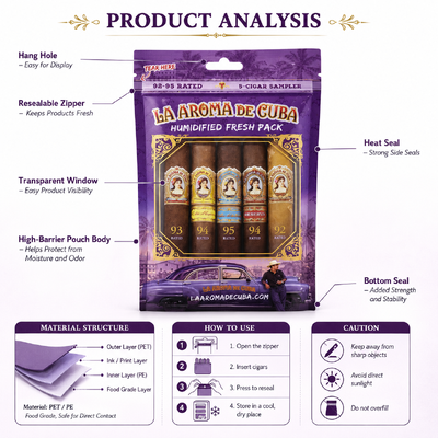 Lightweight And Compact cigar packaging bag Holds 5 to 20 Cigars Durable Portable Storage Solution for Tobacco Products