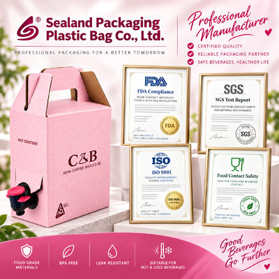 Disegno rettangolare in plastica certificato ISO Bag In Box adatto per l'imballaggio di liquidi nei settori alimentare e chimico