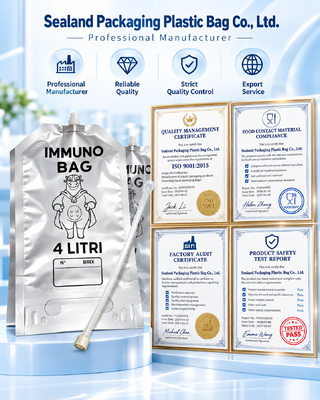 Sacchetto stand-up con beccuccio, spessore personalizzato, imballaggio richiudibile progettato per prevenire fuoriuscite e mantenere la freschezza