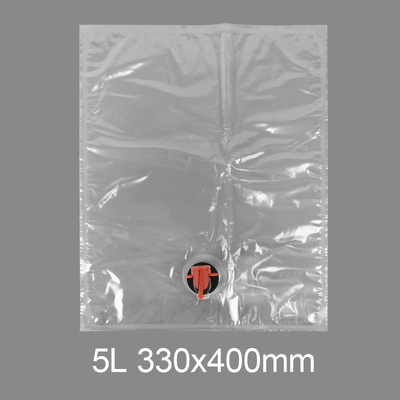 Sacchetto in plastica trasparente personalizzato BiB 5l con rubinetto per acqua potabile, vino, succo di frutta, Bag in Box, erogatore con valvola a farfalla Vitop