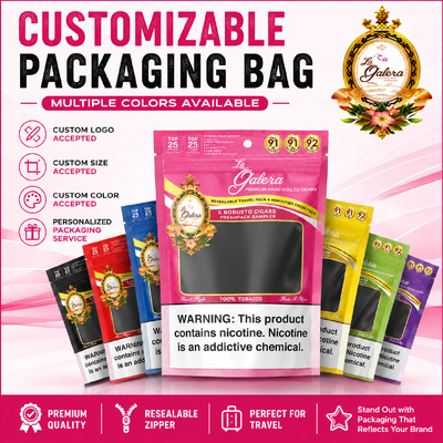 Volume 5 Cigars Cigar Humidor Bags Using OPP LDPE Laminated Material Custom Color Designed To Maintain Optimal Freshness