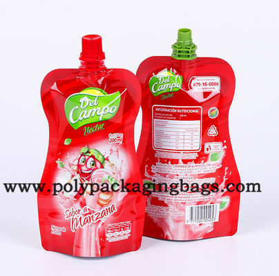 della plastica 100mic del supporto sacchetto del becco su per la valvola d'imballaggio liquida di Juice Stand Up Pouch With